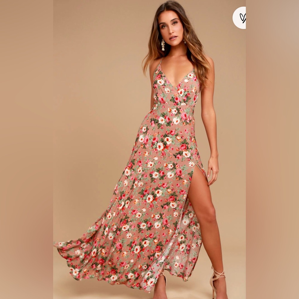 Blush floral maxi dress